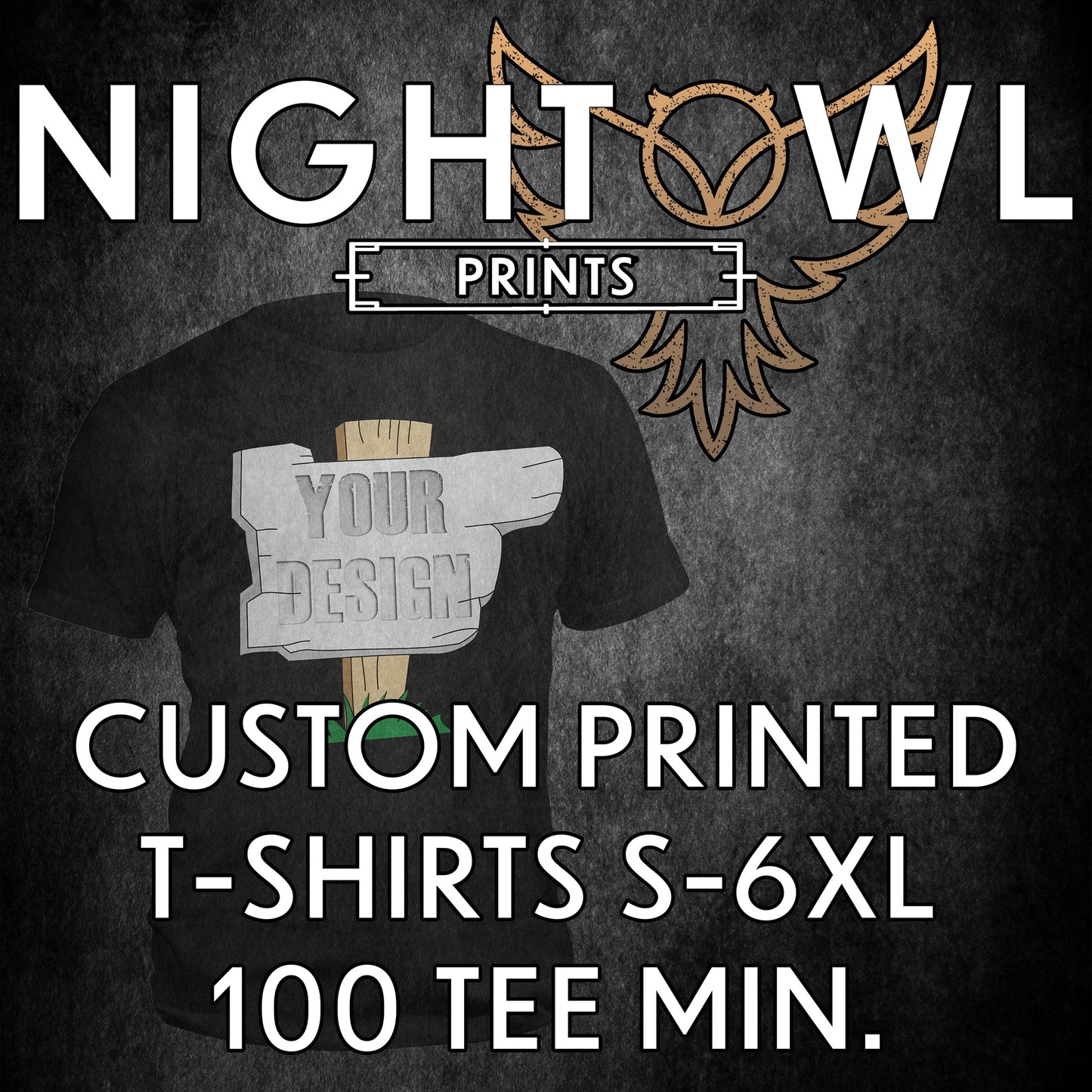 Custom T-shirt printing S-6XL 100 TEE MIN. W LONG SLEEVE