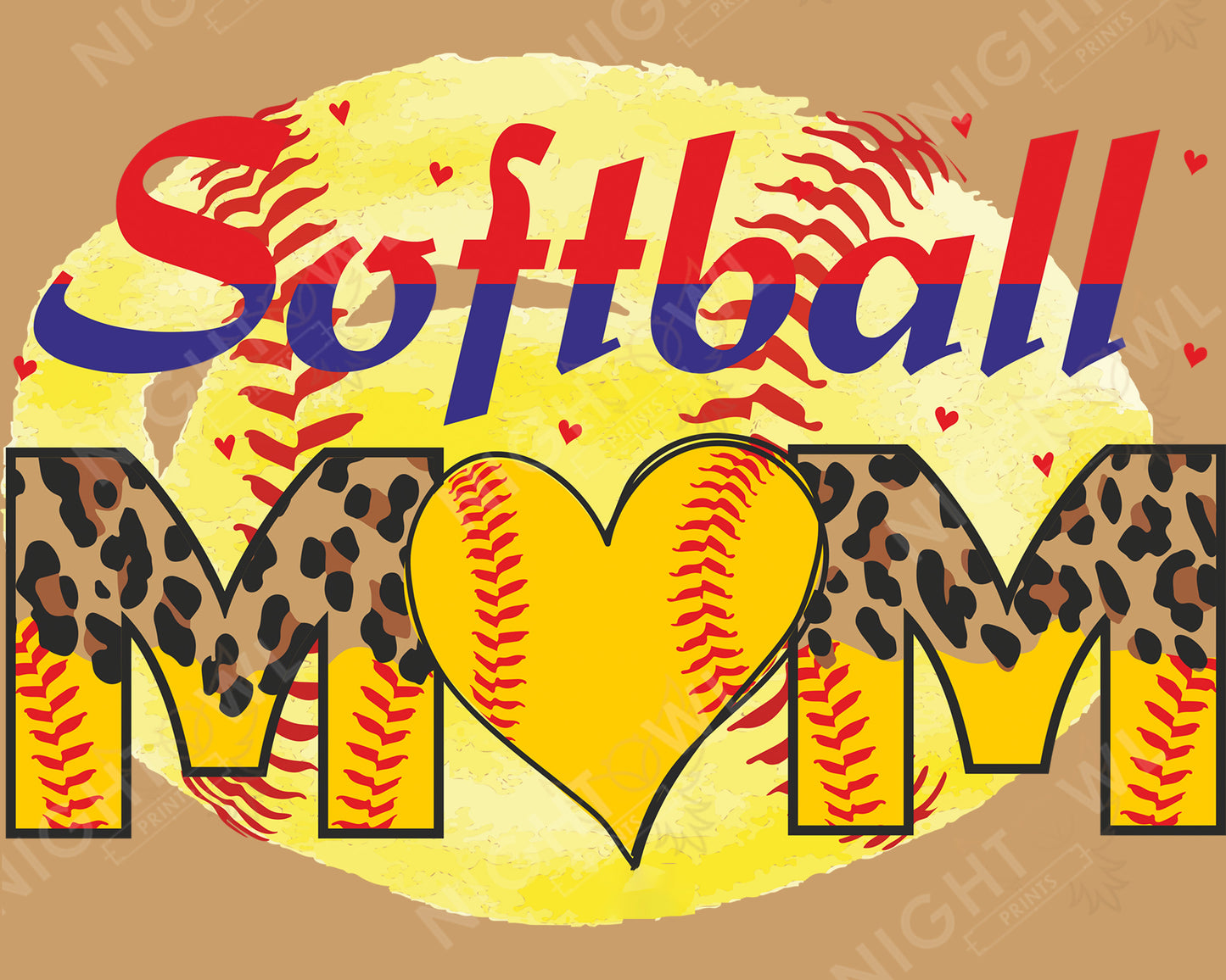 softball mom heart DTF Transfer.