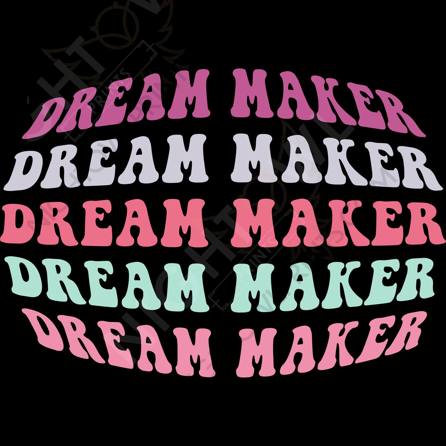 Download file PNG. Dream Maker hippie font. 300 DPI. Print ready file.