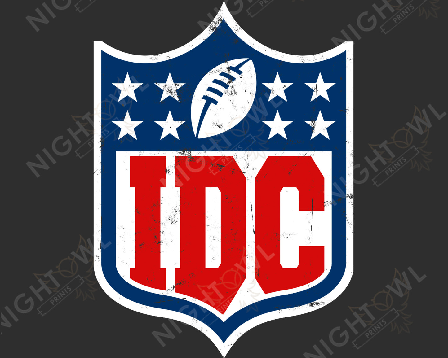 Digital Download file PNG. IDC NFL Distressed. 300 DPI. Print ready file.