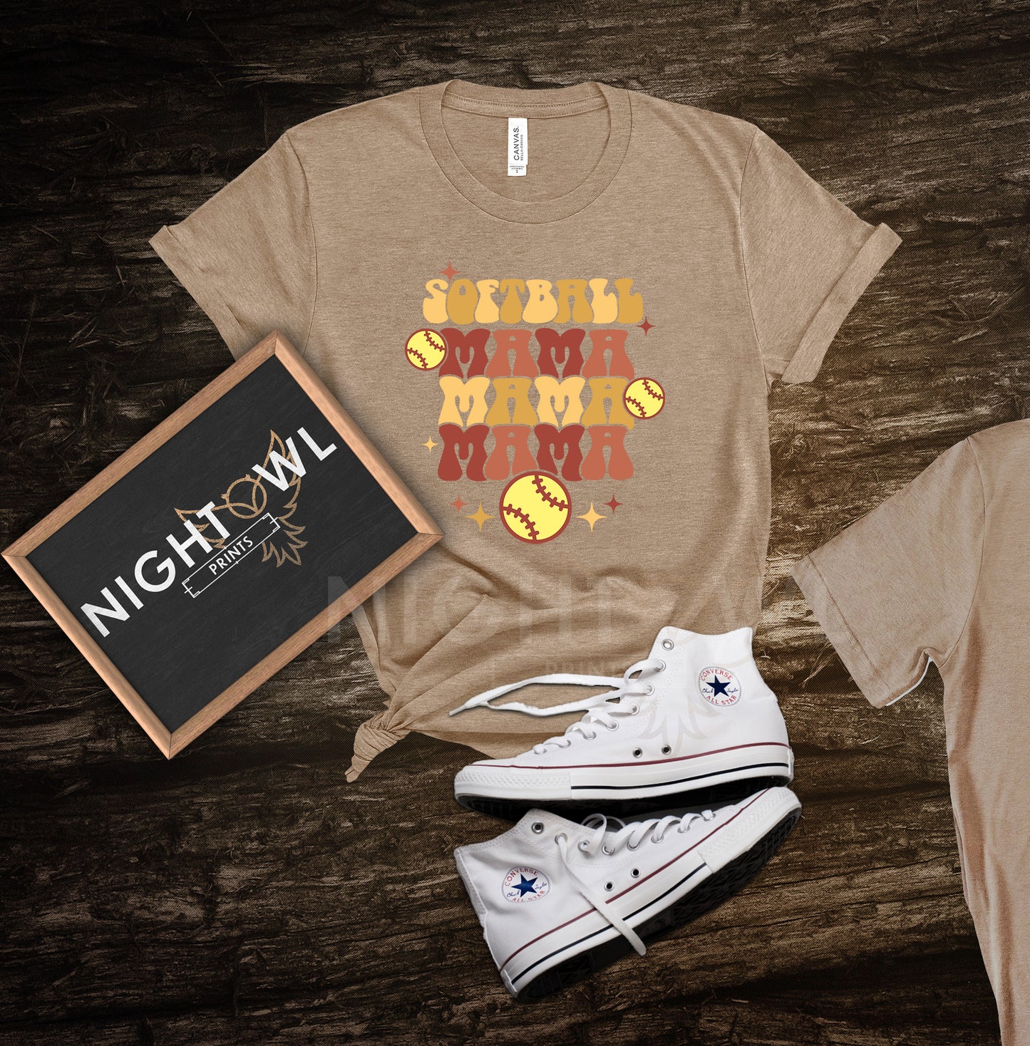 Softball mama retro DTF Transfer.