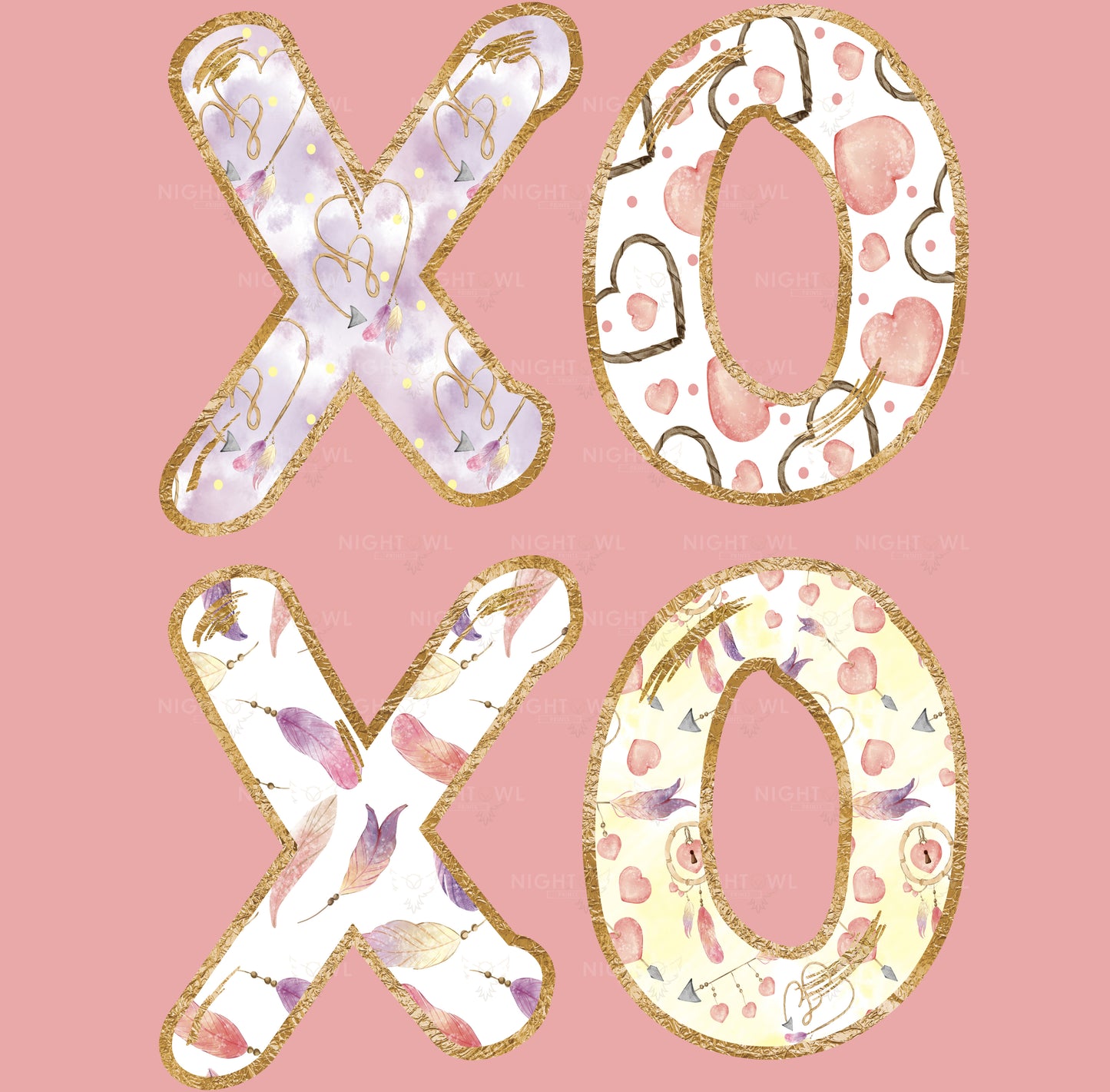 Digital Download file PNG. XOXO Boho. 300 DPI. Print ready file.