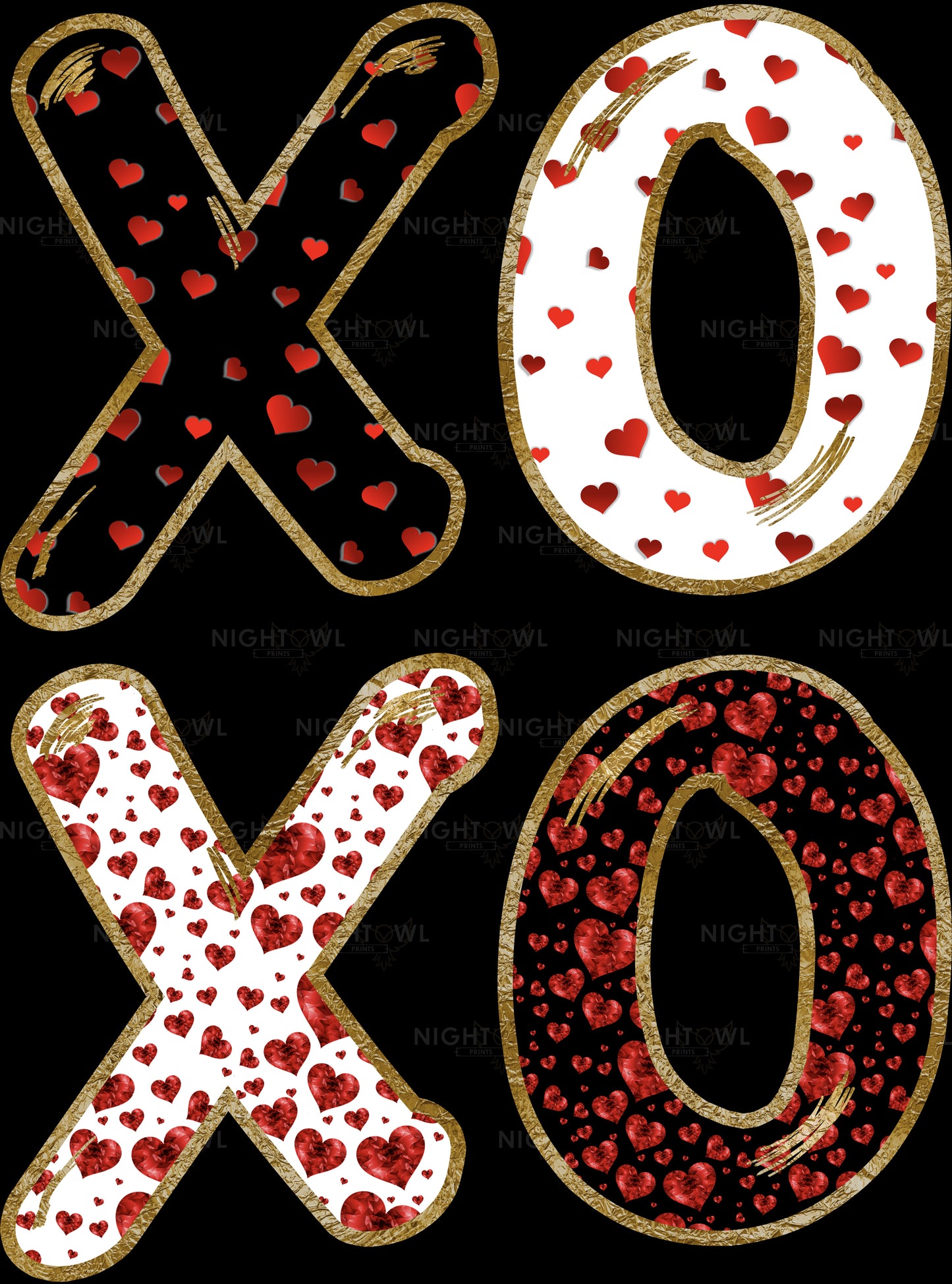 XOXO Red / Black DTF Transfer.