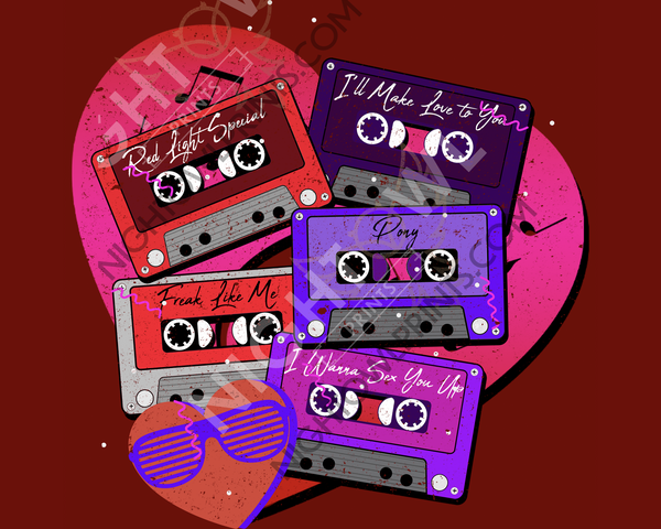 Digital Download file PNG. 90s love jams.  Tapes. 300 DPI.  Print ready file.