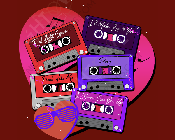 Digital Download file PNG. 90s love jams.  Tapes. 300 DPI.  Print ready file.