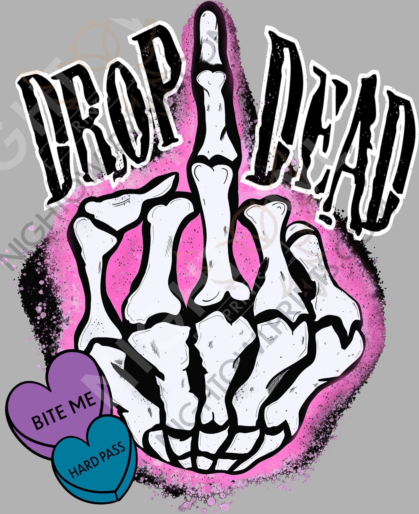 Drop Dead Hearts. DTF Transfer.