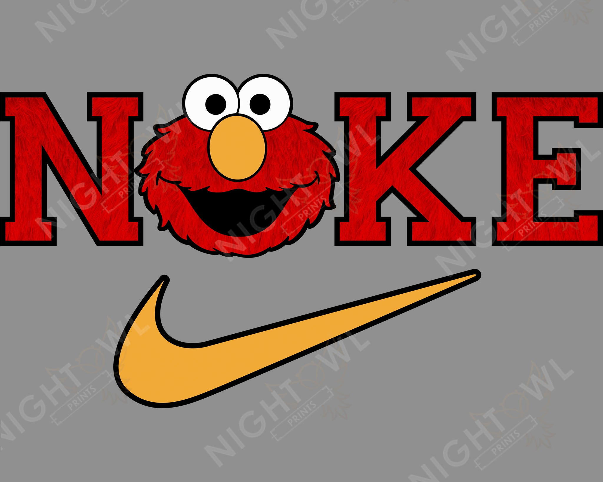 Nike Elmo Fur face DTF Transfer.
