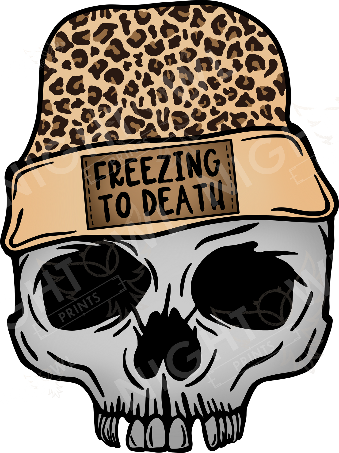 Freezing to Death leopard DTF Transfer.