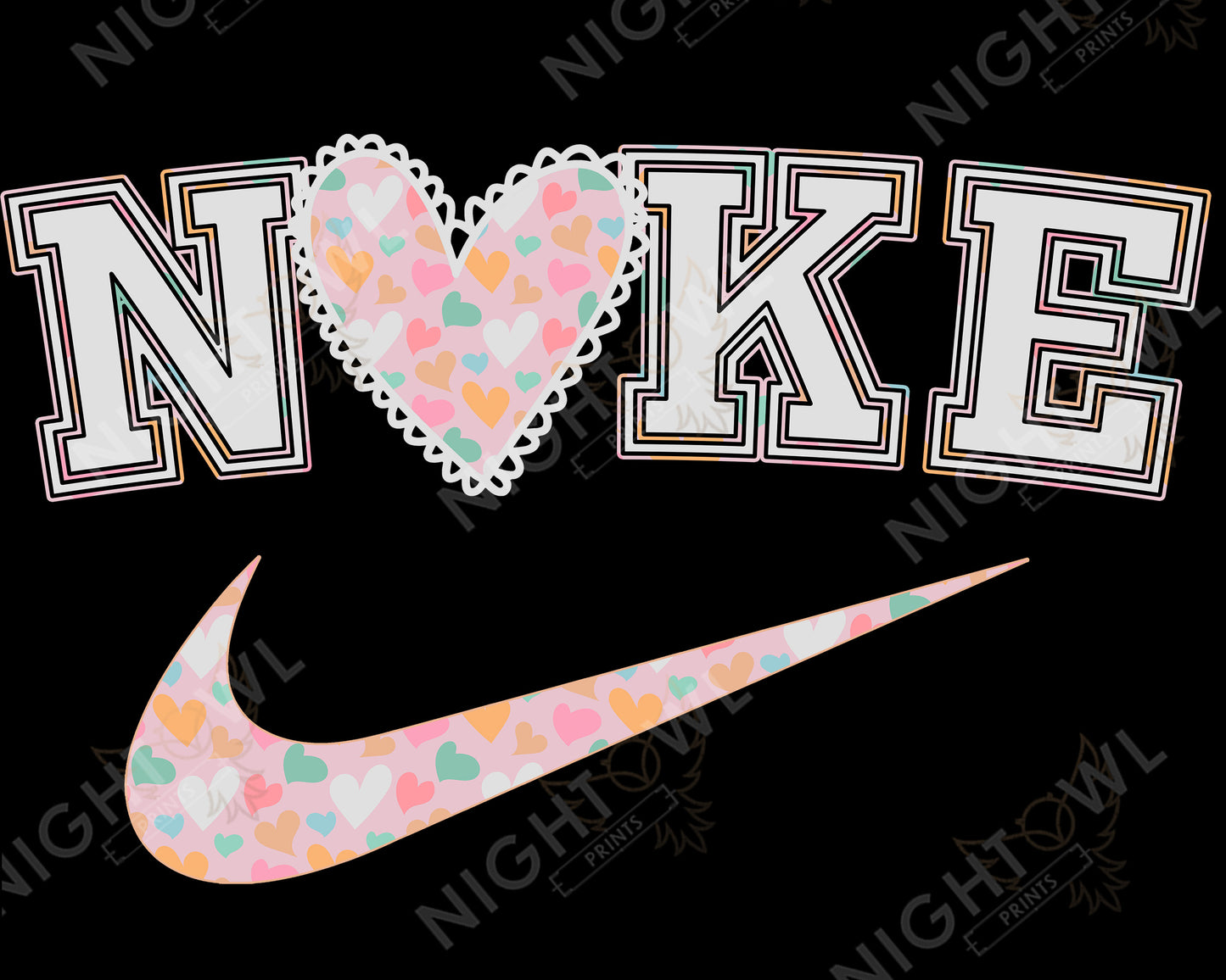 Digital Download file PNG. Nike Hearts.  Doodle hearts.  Kids.  300 DPI.  Print ready file.