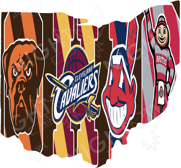 Digital Download file PNG. Ohio Cleveland Sports.  300 DPI.  Print ready file.
