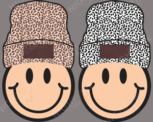 Digital Download file PNG. Smiley Beanie with patch. 300 DPI.  Print ready file.