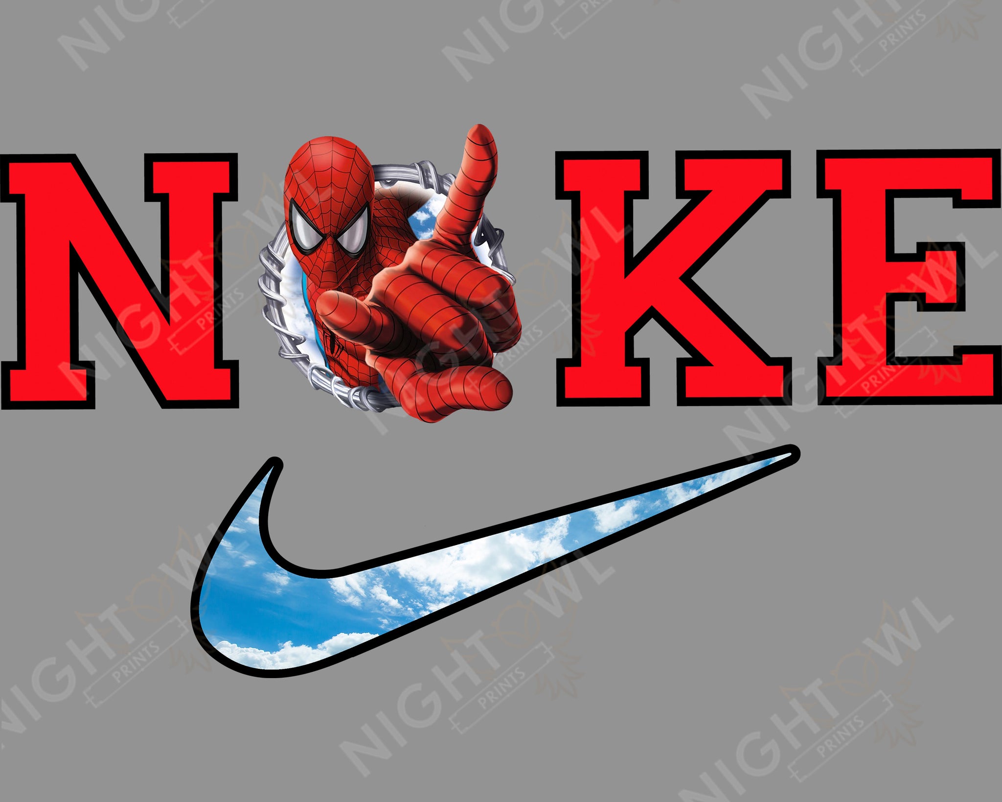 Digital Download File.  PNG. Spiderman Nike Sky . 300 DPI.  Print ready file.
