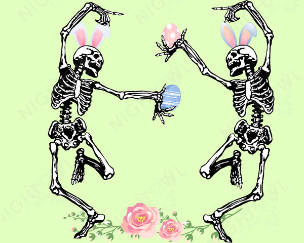 Easter Egg Dancing Skeleton DTF Transfer.