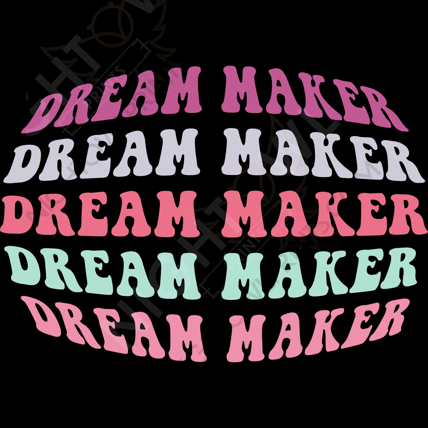 Download file PNG. Dream Maker hippie font. 300 DPI.  Print ready file.