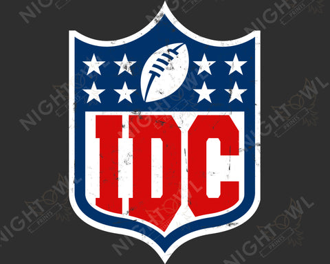 Digital Download file PNG. IDC NFL Distressed. 300 DPI.  Print ready file.