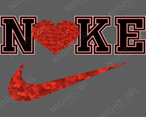 Nike red hearts vday DTF Transfer.