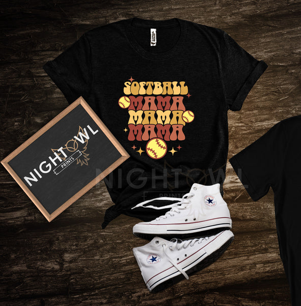 Softball mama retro DTF Transfer.